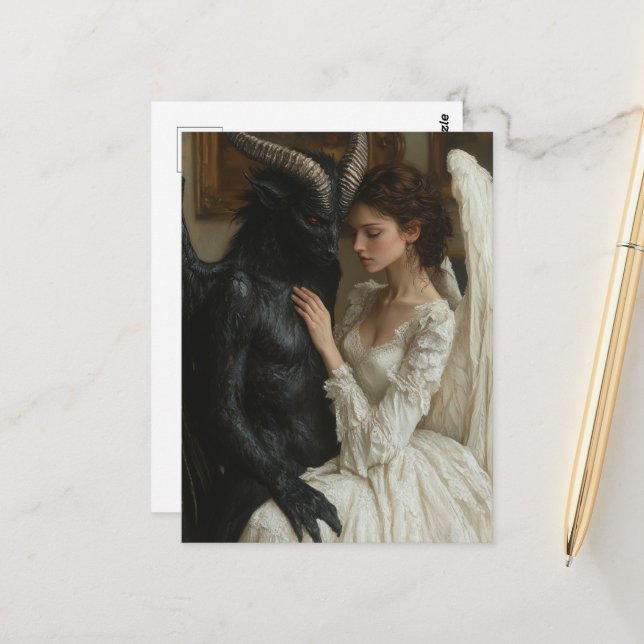 Good Angel and Evil Demon Postcard (Front/Back In Situ)
