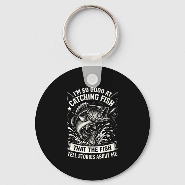 Good at catching fish design funny fishing keychain (Front)