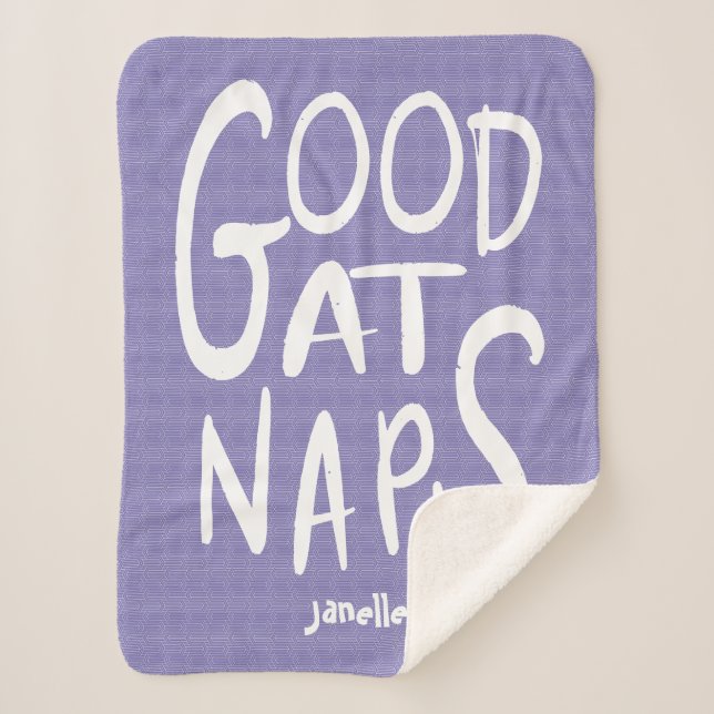 Good At Naps - Purple Sherpa Blanket (Front)