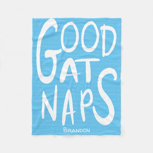 Good At Naps - Sky Blue Fleece Blanket (Front)