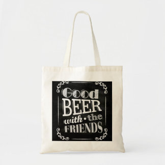 Good Beer With Friends Chalkboard Design tote bag