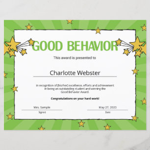 Good Behaviour Student Recognition Certificates