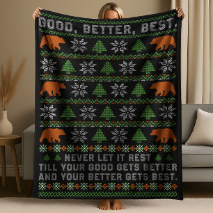 Good Better Best Never Let It Rest Christmas Quote Fleece Blanket