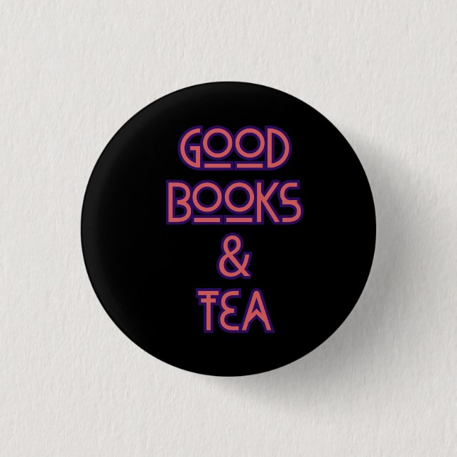 Good books and tea bookworm 1 inch round button (Front)