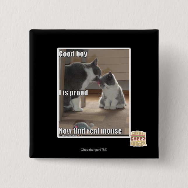 Good boy 2 inch square button (Front)