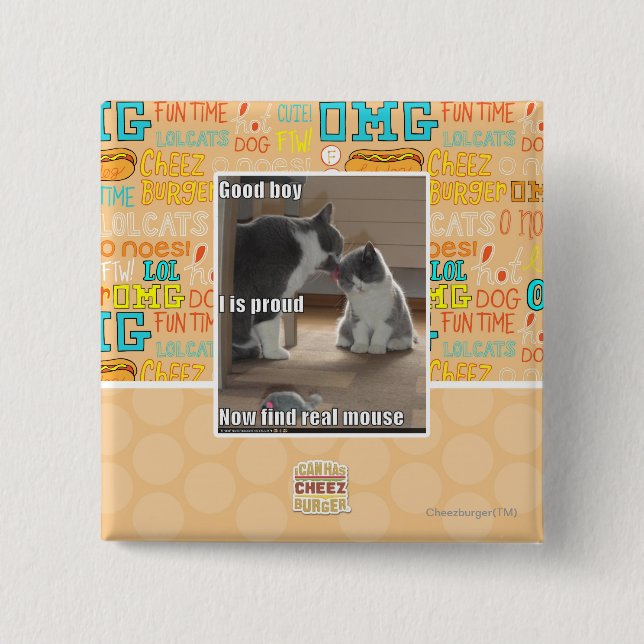Good boy 2 inch square button (Front)