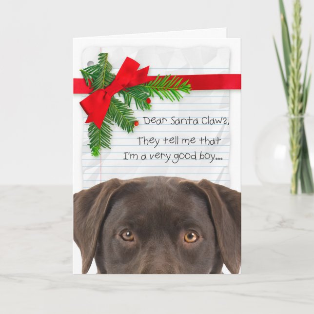 Good Boy Chocolate Lab Christmas Card (Front)