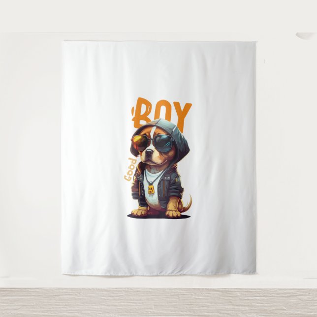Good Boy Dog Cute Puppy Tapestry (Front)