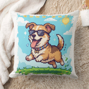 Good Boy Pixel Puppy Retro Gaming Design Throw Pillow
