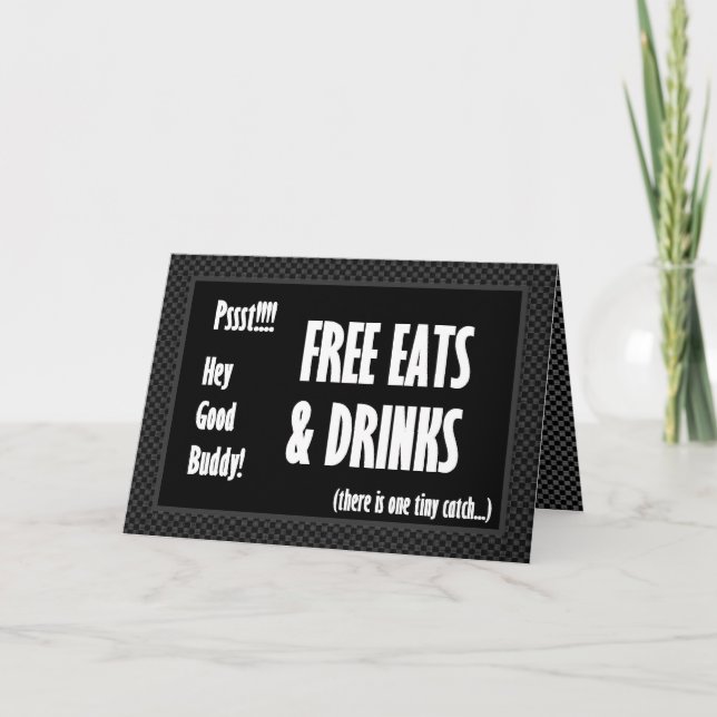 GOOD BUDDY Funny Groomsman Invitation Free Food (Front)