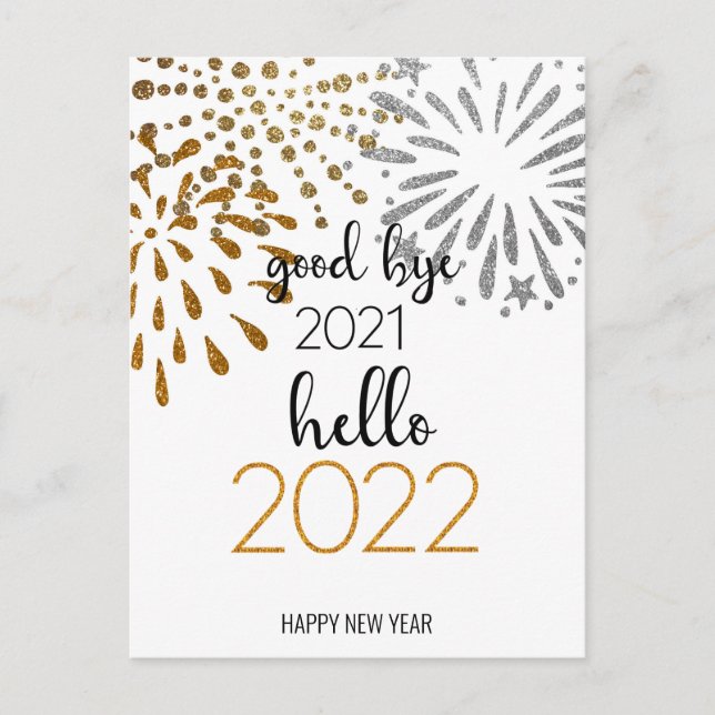 Good Bye 2021 Hello 2022 | Festive Fireworks  Holiday Postcard (Front)