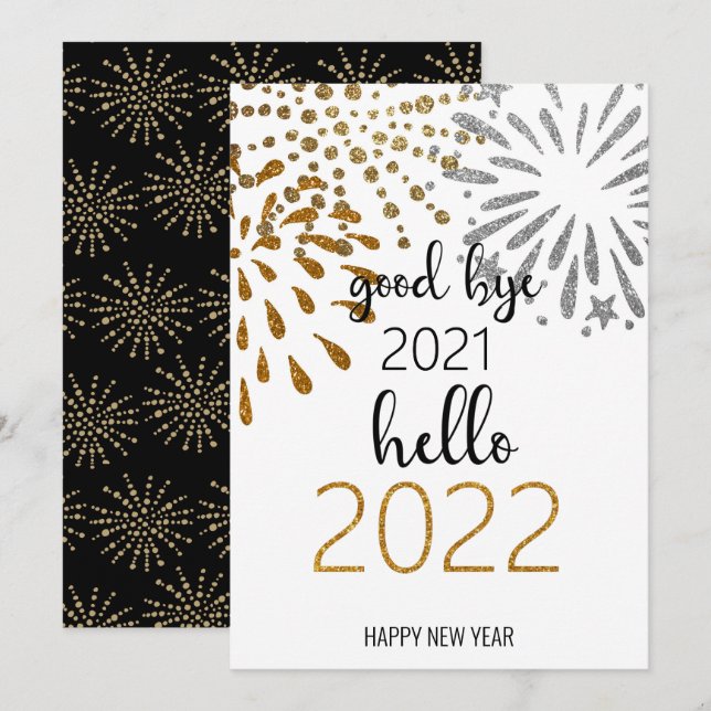 Good Bye 2021 Hello 2022 | New Year Fireworks Holiday Card (Front/Back)