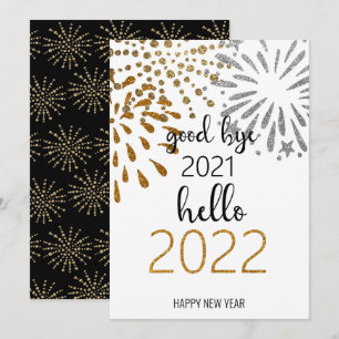 Good Bye 2021 Hello 2022   New Year Fireworks Holiday Card
