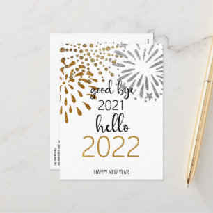 Good Bye 2021 Hello 2022   New Year Fireworks Holiday Postcard
