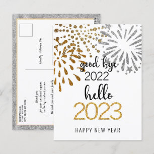 Good Bye 2022 Hello 2023 Business Festive Firework Postcard