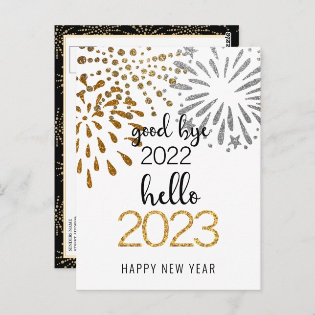 Good Bye 2022 Hello 2023 Business Festive Firework Postcard (Front/Back)