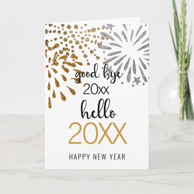 Good Bye 2022 Hello 2023 New Year Festive Firework Holiday Card (Front)