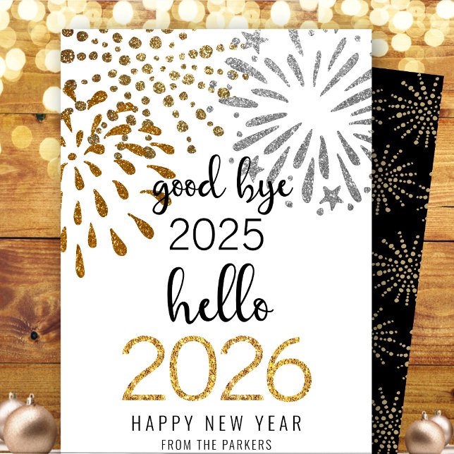 Good Bye 2023 Hello 2024 New Year Festive Firework Holiday Card (Creator Uploaded)