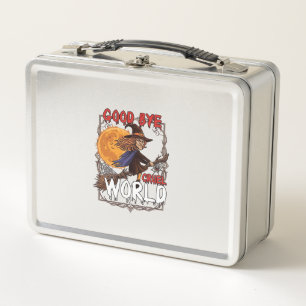 Good Bye Cruel World Witch Halloween Full Moon Spi Metal Lunch Box
