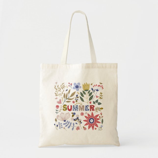 Good bye School, Hello Summer And Flowers Tote Bag (Front)
