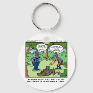Good Cat Bad Cat U Will Meow Funny Gifts & Tees Keychain