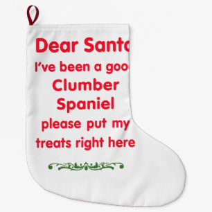 good Clumber Spaniel Large Christmas Stocking