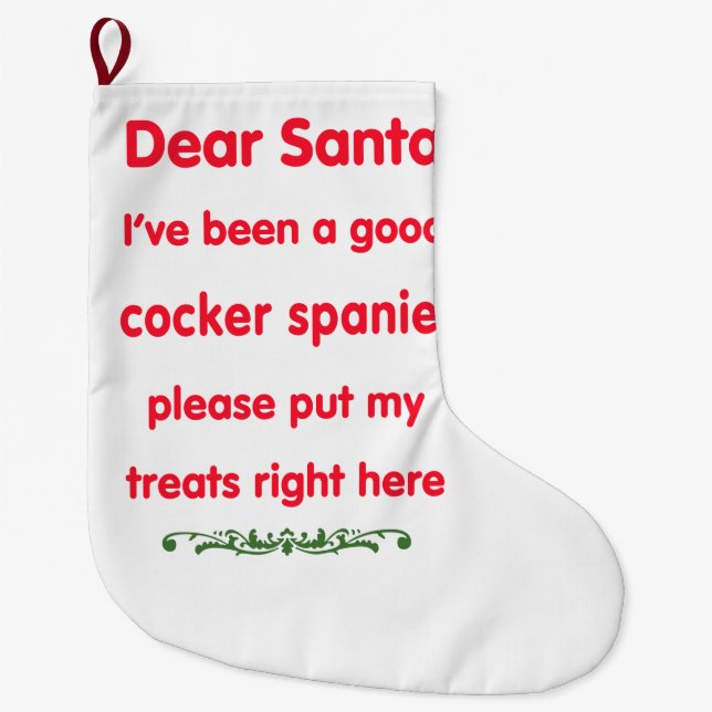 good cocker spaniel large christmas stocking (Front)