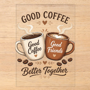 Good Coffee Good Friends with two coffee cups Acrylic Invitations