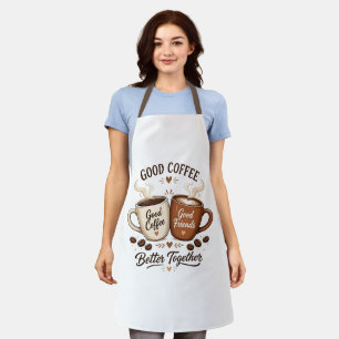 Good Coffee Good Friends with two coffee cups Apron