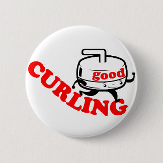 [ GOOD CURLING ] Retro "Stone Guy" Gifts by SKO 2 Inch Round Button