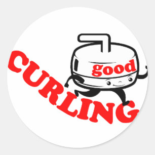 [ GOOD CURLING ] Retro "Stone Guy" Gifts by SKO Classic Round Sticker