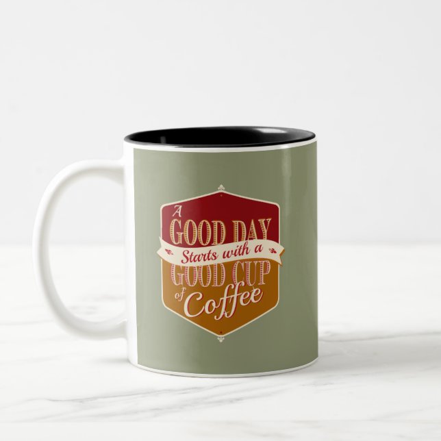 Good Day, Good Coffee Two-Tone Coffee Mug (Left)