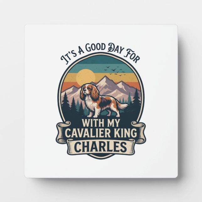 Good Day Hiking Cavalier King Charles Dog Plaque (Front)