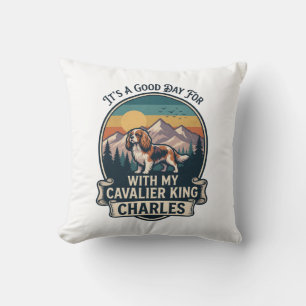 Good Day Hiking Cavalier King Charles Dog Throw Pillow