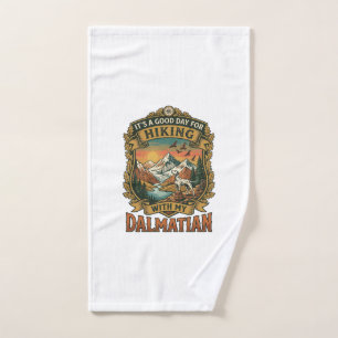 Good Day Hiking Dalmatian Dog Mountains River Hand Towel
