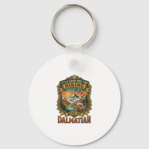 Good Day Hiking Dalmatian Dog Mountains River Keychain
