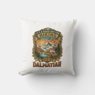 Good Day Hiking Dalmatian Dog Mountains River Throw Pillow