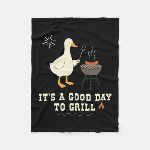 Good Day To Grill Duck Bbq Funny Food Pun Fleece Blanket