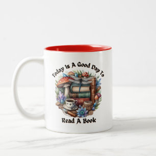 Good Day to Read a Book Cottagcore Two-Tone Coffee Mug