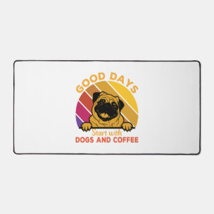 good days start with doge and coffee desk mat