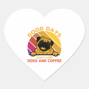 good days start with doge and coffee heart sticker