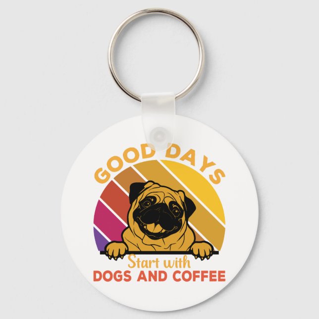 good days start with doge and coffee keychain (Front)