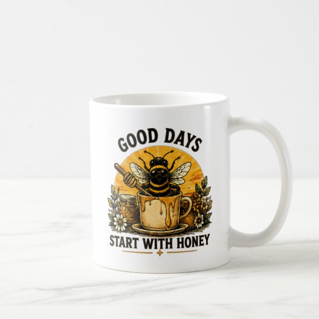 Good Days Start With Honey | Cute Bee Coffee Mug (Right)