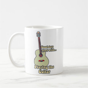 Good days start with playing the guitar. vintage coffee mug