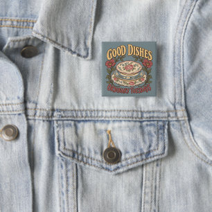 Good Dishes Ordinary Tuesdays Floral China 2 Inch Square Button