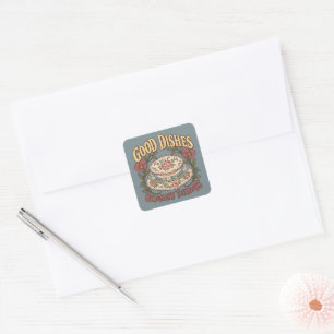 Good Dishes Ordinary Tuesdays Floral China Square Sticker