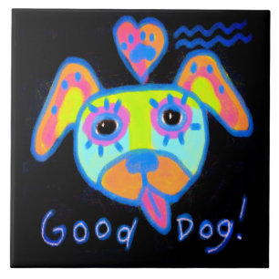 Good Dog Abstract Art Tile
