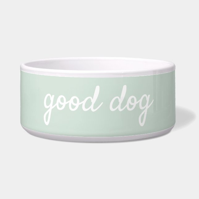 Good Dog Light Sage Green Dog Food Bowl (Front)
