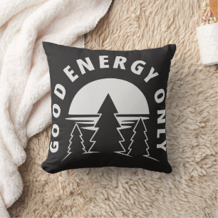 Good Energy Only – Minimalist Nature Art Throw Pillow