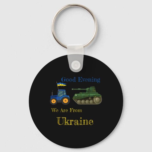 Good Evening We Are From Ukraine - Tractor Pulling Keychain (Front)